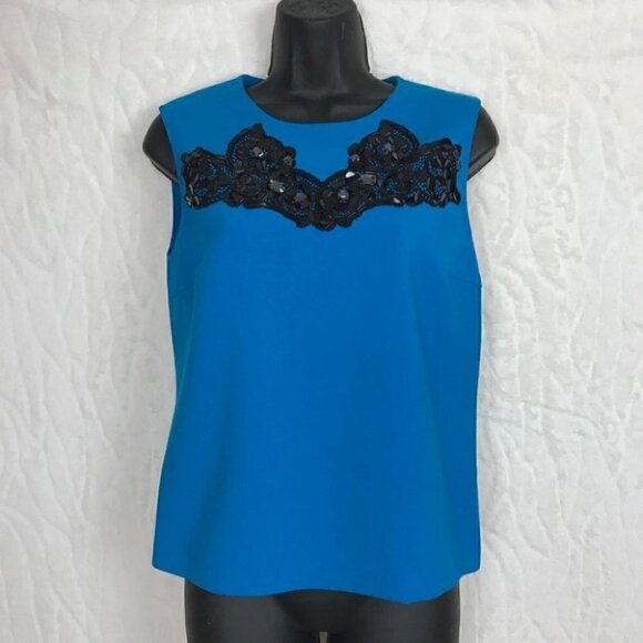 Diane Von Furstenberg. Stunning Blue Sleeveless Blouse Size 4 - Picture 3 of 9
